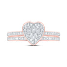 10K Rose Gold Diamond Fashion Heart Bridal Set 1/3 Cttw - Splendid Jewellery