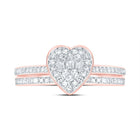 10K Rose Gold Diamond Fashion Heart Bridal Set 1/3 Cttw - Splendid Jewellery