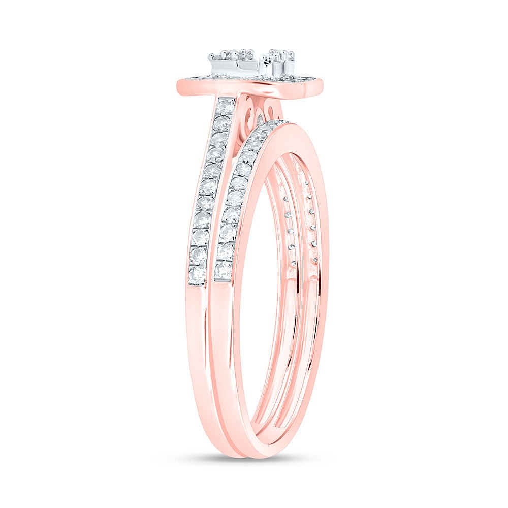 10K Rose Gold Diamond Fashion Heart Bridal Set 1/3 Cttw - Splendid Jewellery