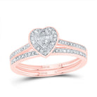 10K Rose Gold Diamond Fashion Heart Bridal Set 1/3 Cttw - Splendid Jewellery
