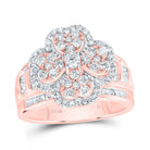 10K Rose Gold Diamond Fashion Heart Clover Ring 1 3/8 Cttw - Splendid Jewellery