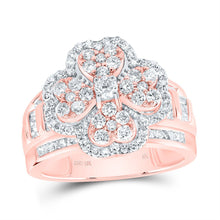 Load image into Gallery viewer, 10K Rose Gold Diamond Fashion Heart Clover Ring 1 3/8 Cttw - Splendid Jewellery