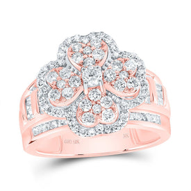 10K Rose Gold Diamond Fashion Heart Clover Ring 1 3/8 Cttw - Splendid Jewellery