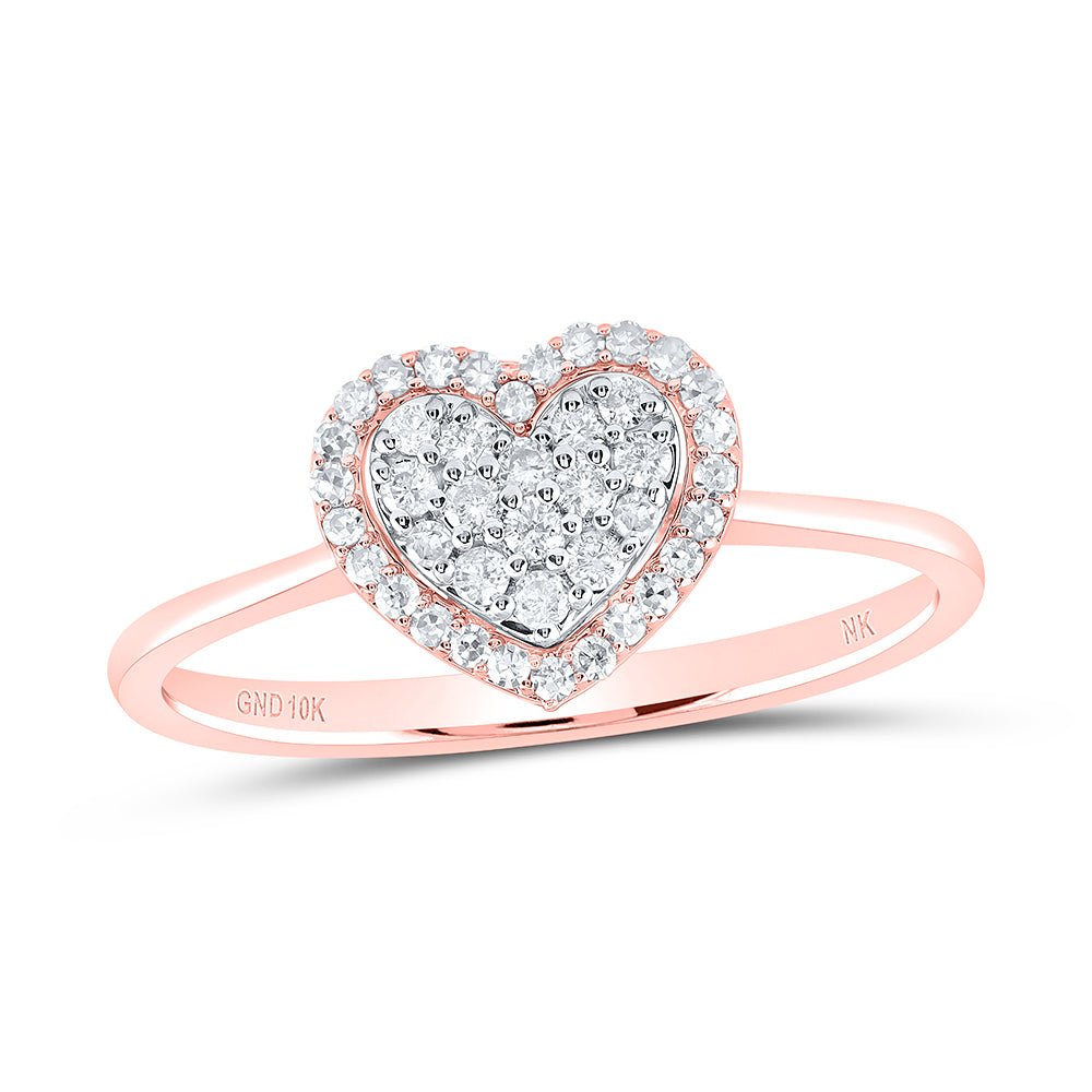 10K Rose Gold Diamond Fashion Heart Ring 1/4 Cttw - Splendid Jewellery