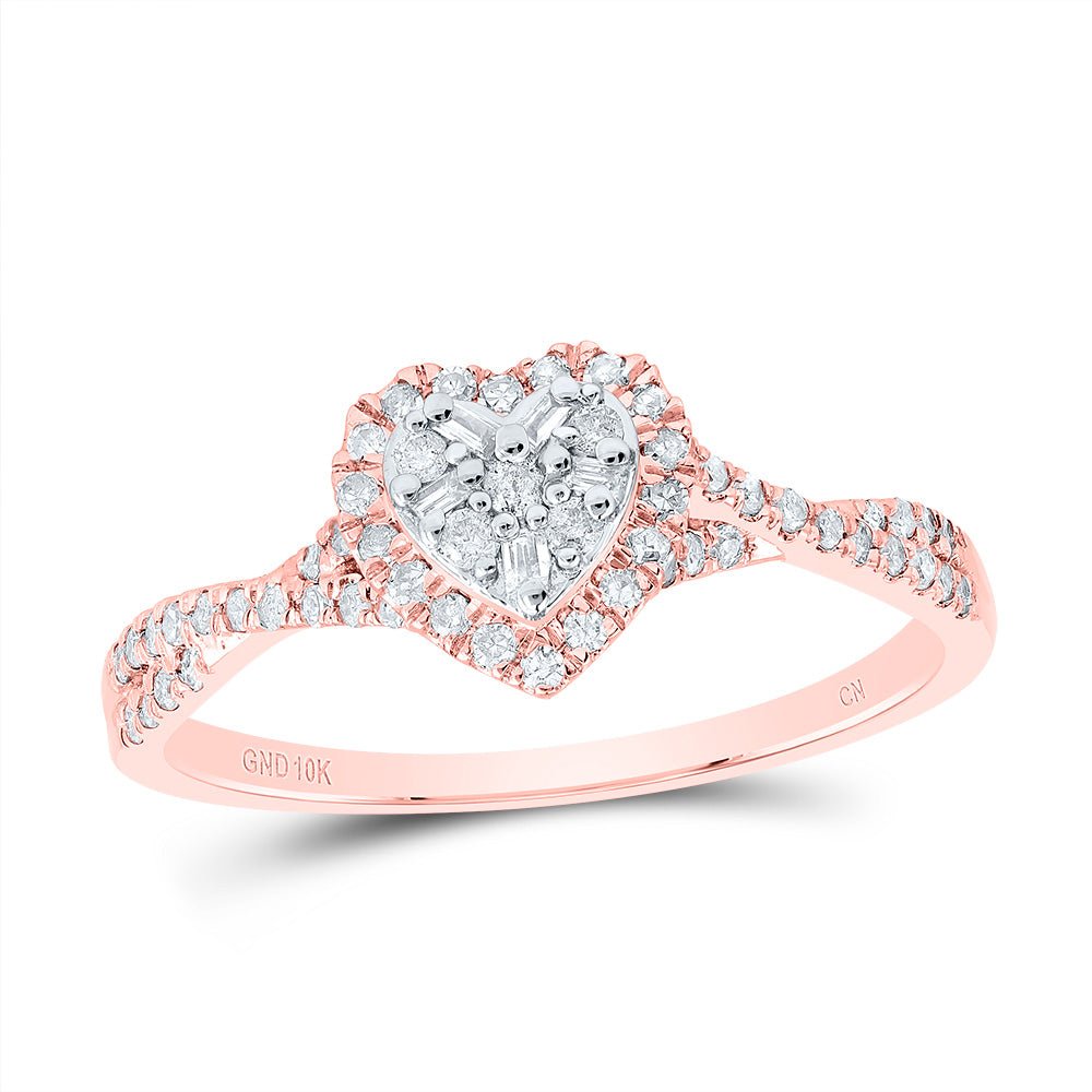 10K Rose Gold Diamond Fashion Heart Ring 1/4 Cttw - Splendid Jewellery