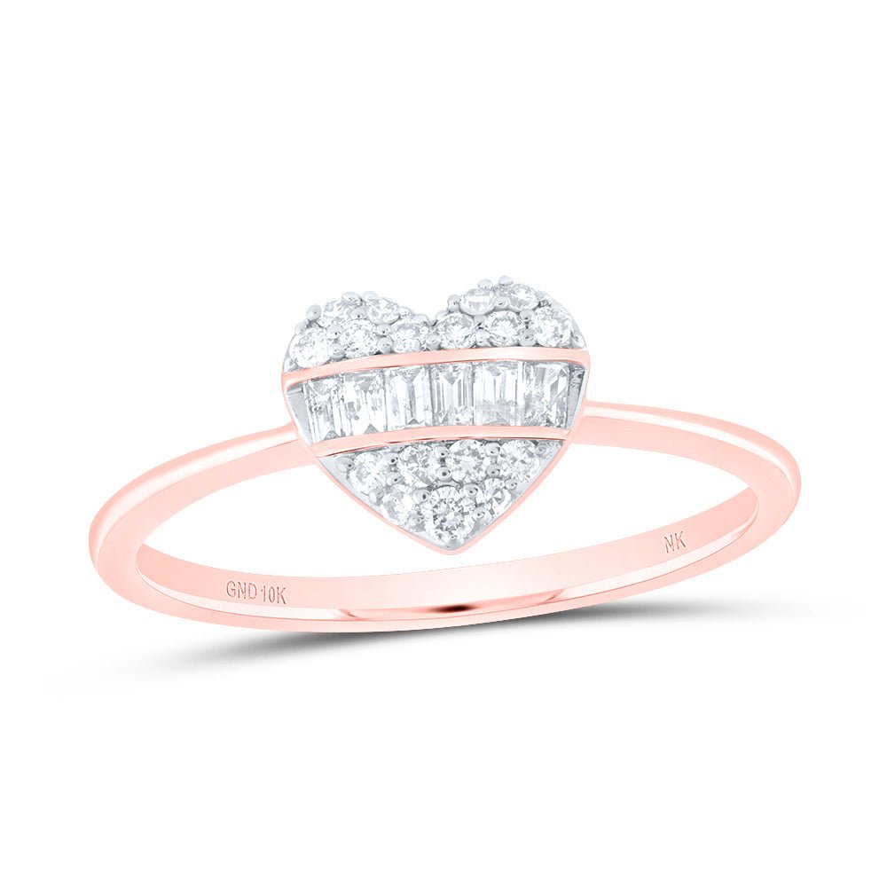 10K Rose Gold Diamond Fashion Heart Ring 1/4 Cttw - Splendid Jewellery