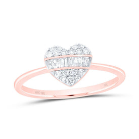 10K Rose Gold Diamond Fashion Heart Ring 1/4 Cttw - Splendid Jewellery