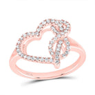 10K Rose Gold Diamond Fashion Infinity Heart Ring 1/4 Cttw - Splendid Jewellery