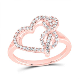 10K Rose Gold Diamond Fashion Infinity Heart Ring 1/4 Cttw - Splendid Jewellery