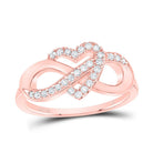 10K Rose Gold Diamond Fashion Infinity Heart Ring 1/5 Cttw - Splendid Jewellery