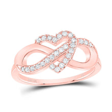 Load image into Gallery viewer, 10K Rose Gold Diamond Fashion Infinity Heart Ring 1/5 Cttw - Splendid Jewellery
