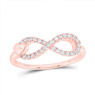 10K Rose Gold Diamond Fashion Infinity Heart Ring 1/6 Cttw - Splendid Jewellery