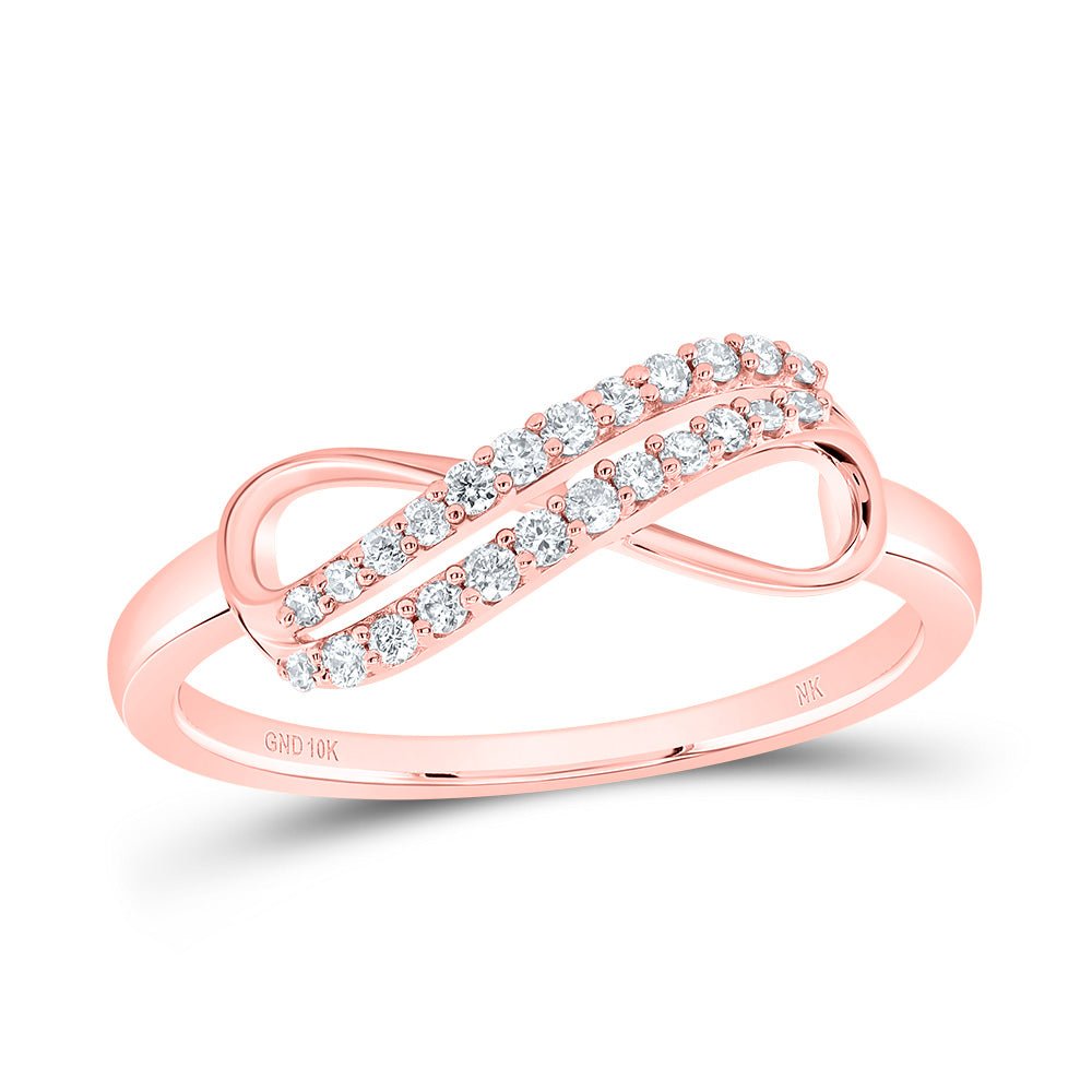 10K Rose Gold Diamond Fashion Infinity Ring 1/6 Cttw - Splendid Jewellery