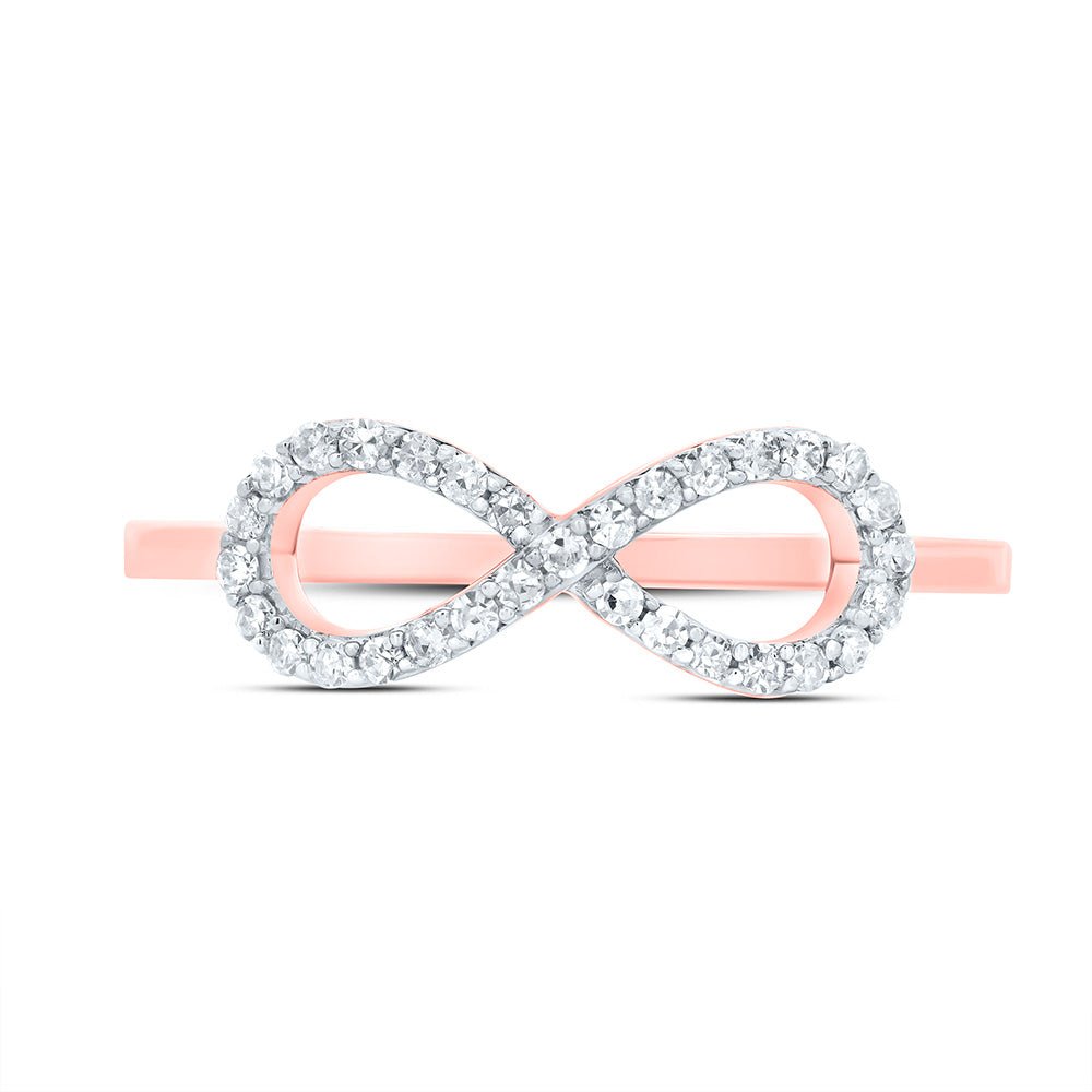 10K Rose Gold Diamond Fashion Infinity Ring 1/6 Cttw - Splendid Jewellery