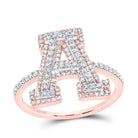 10K Rose Gold Diamond Fashion Initial "A" Women's Ring 1/2 Cttw - Splendid Jewellery