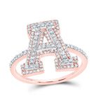 10K Rose Gold Diamond Fashion Initial "A" Women's Ring 1/2 Cttw - Splendid Jewellery