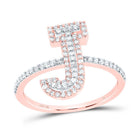 10K Rose Gold Diamond Fashion Initial "J" Women's Ring 3/8 Cttw - Splendid Jewellery