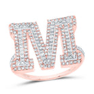 10K Rose Gold Diamond Fashion Initial "M" Women's Ring 3/4 Cttw - Splendid Jewellery