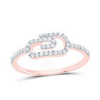 10K Rose Gold Diamond Fashion Paper Clip Ring 1/5 Cttw - Splendid Jewellery