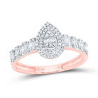 10K Rose Gold Diamond Fashion Pear Women's Ring 1/2 Cttw - Splendid Jewellery