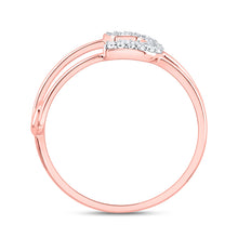 Load image into Gallery viewer, 10K Rose Gold Diamond Fashion Safety Pin Ring 1/8 Cttw - Splendid Jewellery