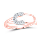 10K Rose Gold Diamond Fashion Safety Pin Ring 1/8 Cttw - Splendid Jewellery
