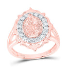 10K Rose Gold Diamond Fashion Virgin Mother Mary Women's Ring 3/8 Cttw - Splendid Jewellery