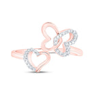 10K Rose Gold Diamond Gift Butterfly Heart Ring 1/10 Cttw - Splendid Jewellery