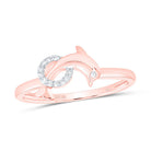 10K Rose Gold Diamond Gift Dolphin Ring 1/20 Cttw - Splendid Jewellery