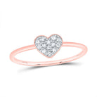 10K Rose Gold Diamond Gift Heart Ring 1/12 Cttw - Splendid Jewellery