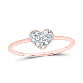 10K Rose Gold Diamond Gift Heart Ring 1/12 Cttw - Splendid Jewellery