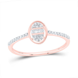 10K Rose Gold Diamond Gift Oval Ring 1/6 Cttw - Splendid Jewellery