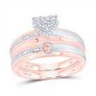 10K Rose Gold Diamond Heart Trio Ring Set 1/4 Cttw - Splendid Jewellery