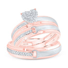10K Rose Gold Diamond Heart Trio Ring Set 1/4 Cttw - Splendid Jewellery
