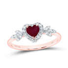 10K Rose Gold Diamond Ruby Gemstone Heart Ring 1/5 Cttw - Splendid Jewellery