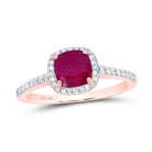 10K Rose Gold Diamond Ruby Synthetic Ring 1/5 Cttw - Splendid Jewellery