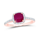 10K Rose Gold Diamond Ruby Synthetic Ring 1/5 Cttw - Splendid Jewellery