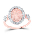 10K Rose Gold Diamond Virgin Mother Mary Oval Women's Ring 1/4 Cttw - Splendid Jewellery