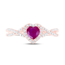 Load image into Gallery viewer, 10K Rose Gold Heart Natural Gemstone Ring 1/4 Cttw - Splendid Jewellery