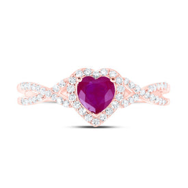 10K Rose Gold Heart Natural Gemstone Ring 1/4 Cttw - Splendid Jewellery