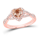 10K Rose Gold Heart Natural Morganite Cmor Heart Ring 1/4 Cttw - Splendid Jewellery