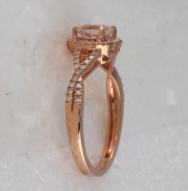 10K Rose Gold Heart Natural Morganite Cmor Heart Ring 1/4 Cttw - Splendid Jewellery