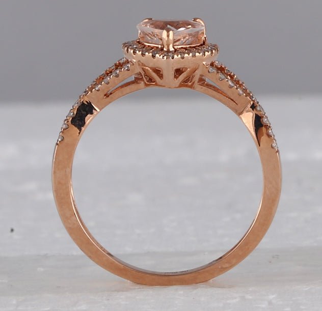 10K Rose Gold Heart Natural Morganite Cmor Heart Ring 1/4 Cttw - Splendid Jewellery