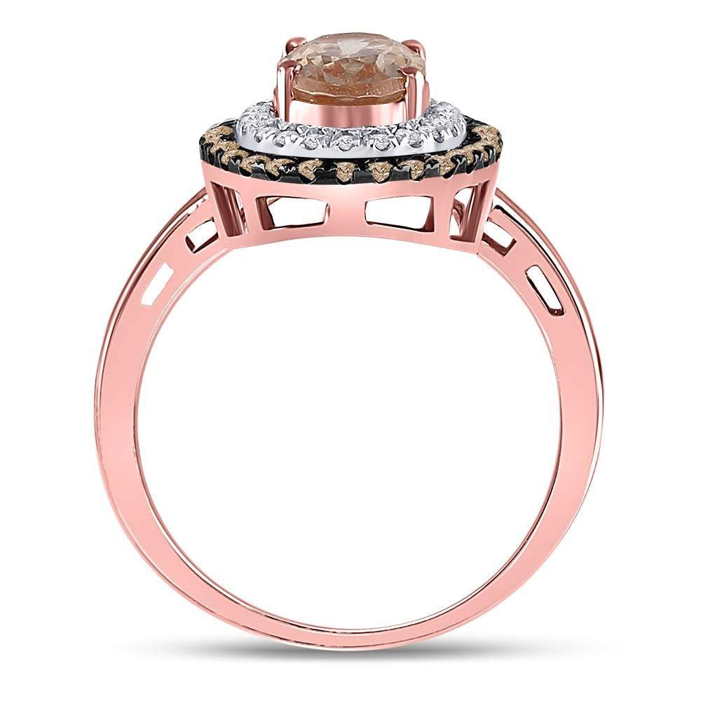 10K Rose Gold Natural Morganite Oval Solitaire Designer Ring 1 1/4 Cttw - Splendid Jewellery