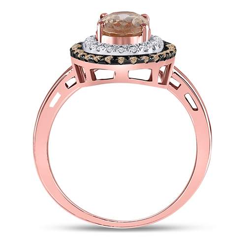 10K Rose Gold Natural Morganite Oval Solitaire Designer Ring 1 1/4 Cttw - Splendid Jewellery