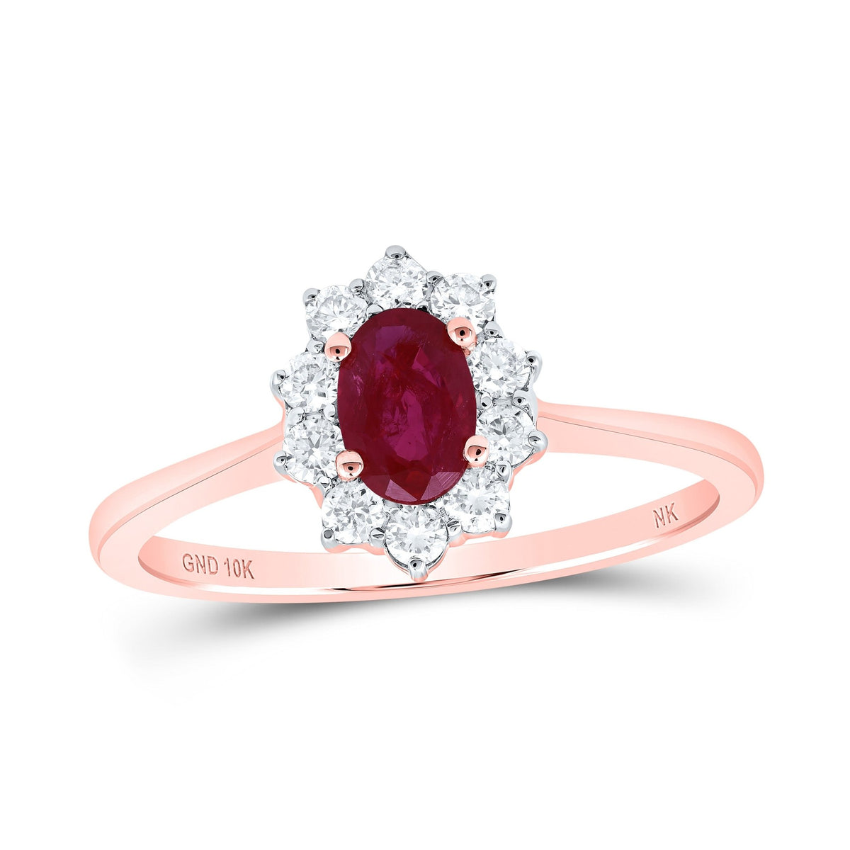 10K Rose Gold Natural Ruby Oval Gemstone Ring 1/4 Cttw - Splendid Jewellery