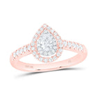 10K Rose Gold Pear Diamond Double Halo Engagement Ring 1/2 Cttw - Splendid Jewellery