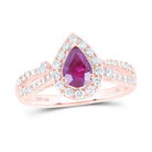 10K Rose Gold Pear Natural Ruby Gemstone Ring 1/2 Cttw - Splendid Jewellery