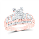 10K Rose Gold Princess Diamond Emerald Ring 7/8 Cttw - Splendid Jewellery
