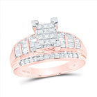 10K Rose Gold Princess Diamond Emerald Ring 7/8 Cttw - Splendid Jewellery